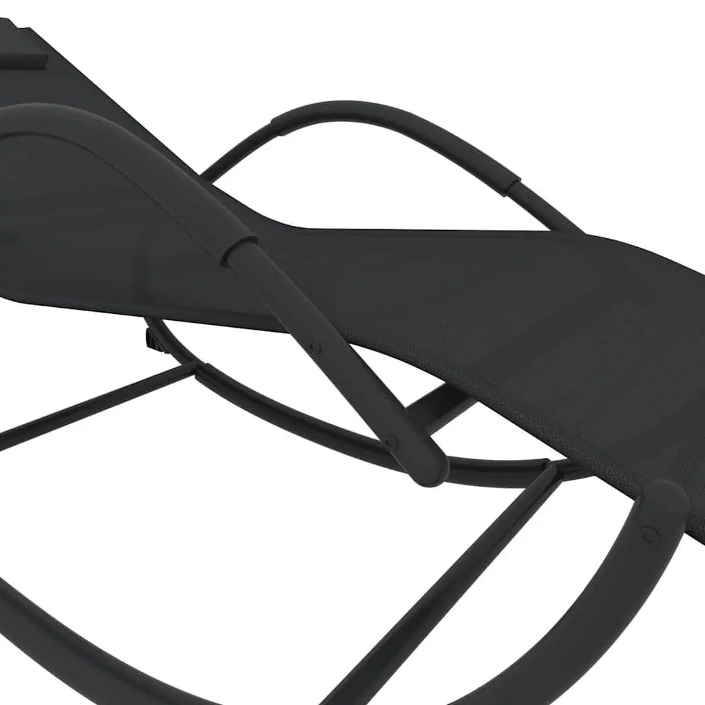 Rocking Chair 2 pcs Outdoor Garden Black Steel Textilene