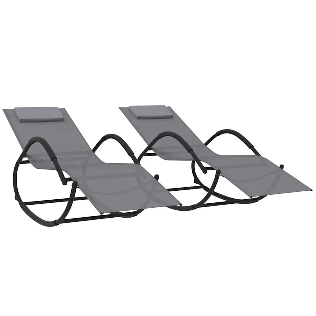 Sun Loungers Rocking Chair Outdoor Garden Grey 2 Piece Set