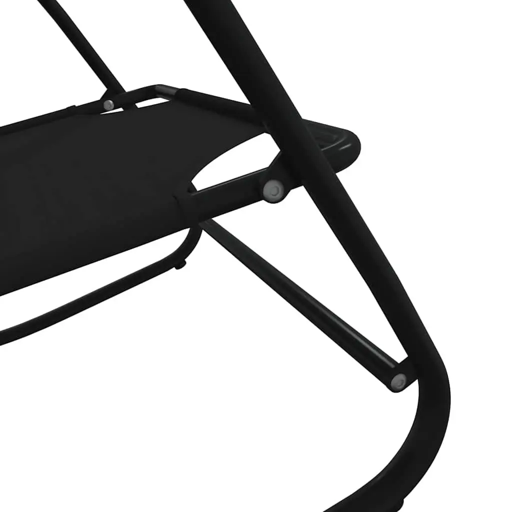 Rocking Sun Lounger Chair Outdoor Furniture 2 pcs Black Steel Textilene Mesh