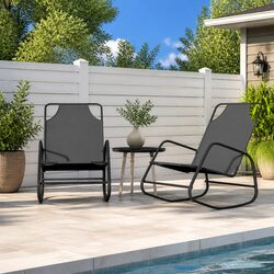 Rocking Sun Lounger Specifications: Grey Steel & Textilene Mesh