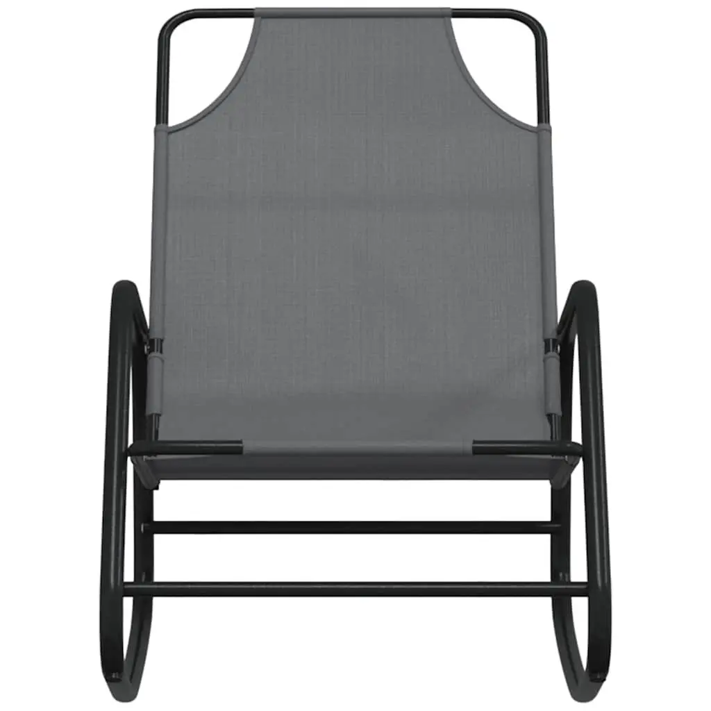 Rocking Sun Lounger Chair Outdoor Garden Grey Steel Textilene Mesh 2 Piece