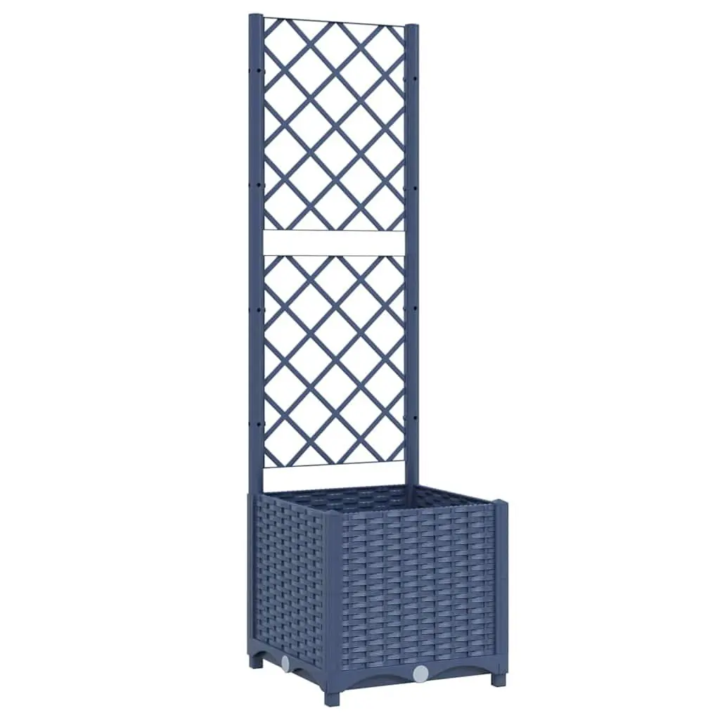 Garden Planter with Trellis for Outdoor Use Grey 40x40x136cm