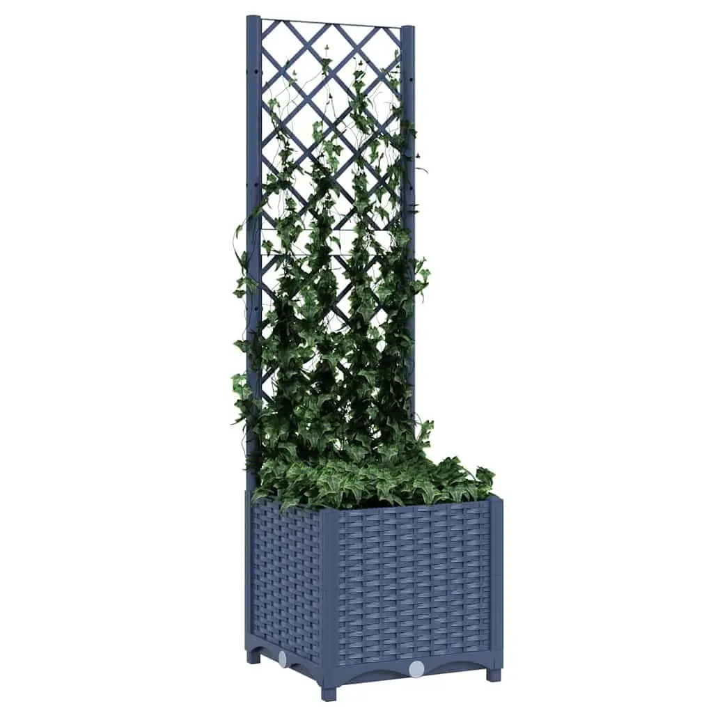Garden Planter with Trellis for Outdoor Use Grey 40x40x136cm
