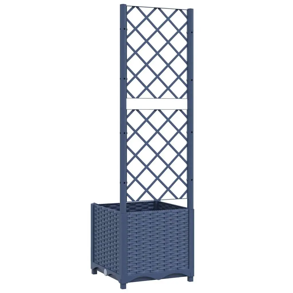 Garden Planter with Trellis for Outdoor Use Grey 40x40x136cm