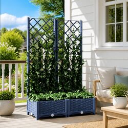 Garden Planter with Trellis Grey 80x40x121.5cm Outdoor Climbing Plants Support