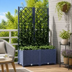 Grey Garden Planter with Trellis – 80 x 40 x 136 cm, Durable PP