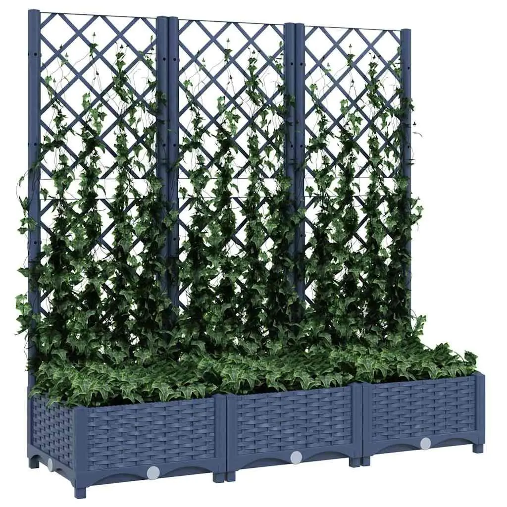 Garden Planter with Trellis Grey 120x40x121.5cm Outdoor Climbing Plant Support