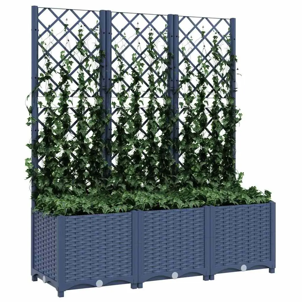 Garden Planter with Trellis for Outdoor Climbing Plants 120 x 40 x 136 cm Grey