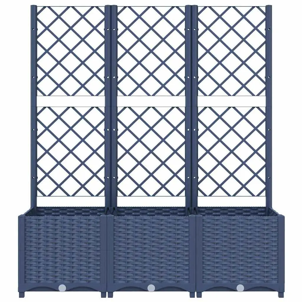 Garden Planter with Trellis for Outdoor Climbing Plants 120 x 40 x 136 cm Grey