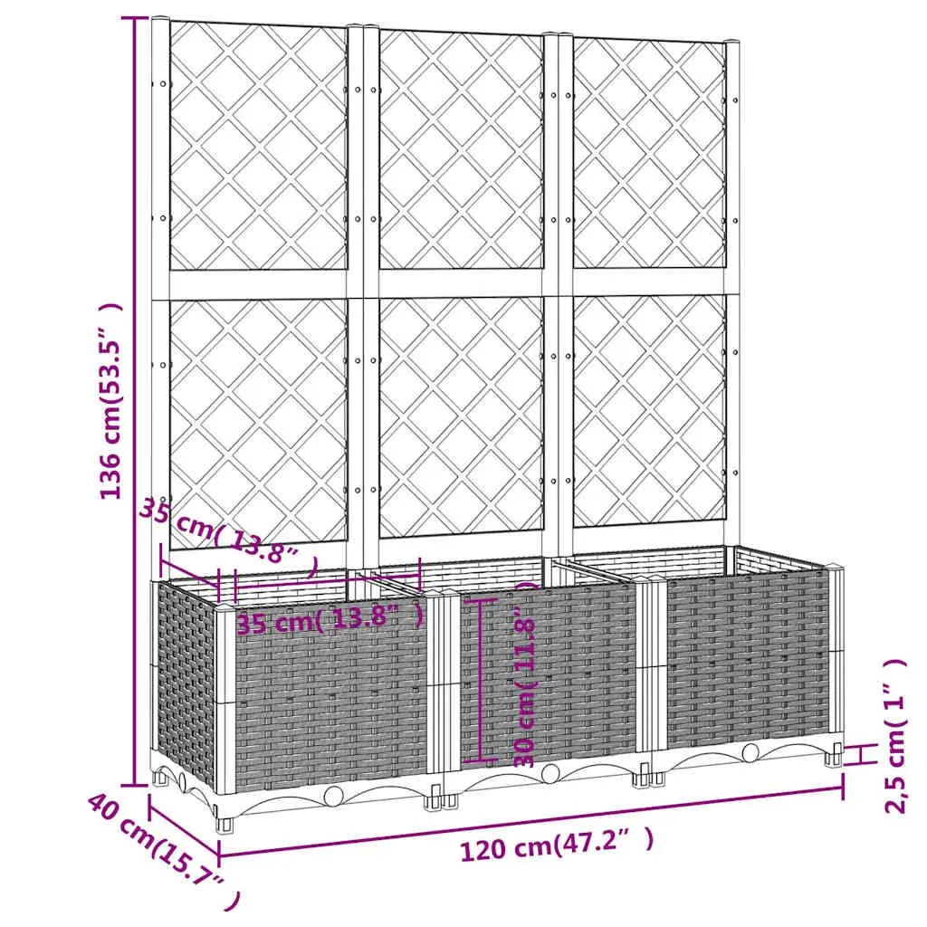 Garden Planter with Trellis for Outdoor Climbing Plants 120 x 40 x 136 cm Brown