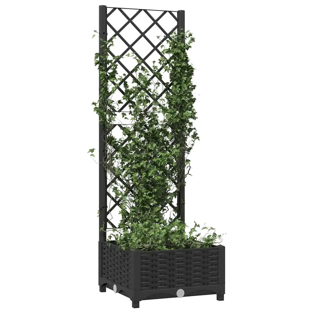 Garden Planter with Trellis for Outdoor Use Black 40 x 40 x 121.5 cm