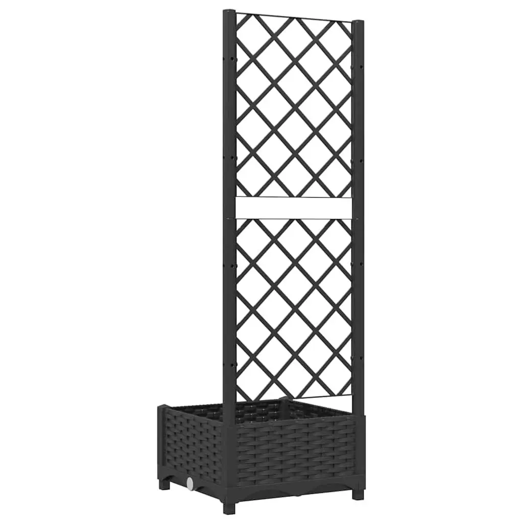 Garden Planter with Trellis for Outdoor Use Black 40 x 40 x 121.5 cm