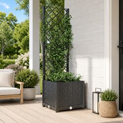 Garden Planter with Trellis Dimensions 40x40x136cm in Black