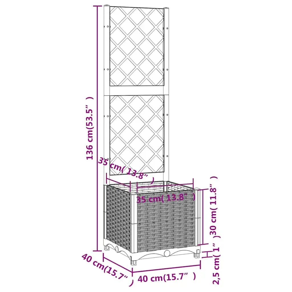 Garden Planter with Trellis Outdoor 40x40x136cm Climbing Plants Flowers Support