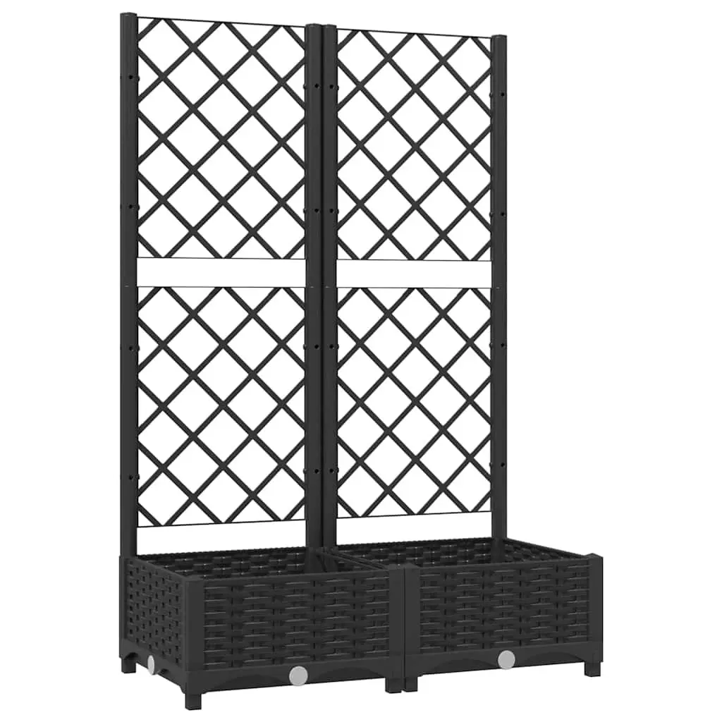 Garden Planter with Trellis Black Outdoor Climbing Plants Flowers Pots Support