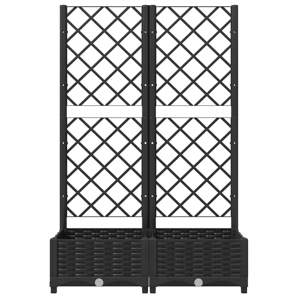 Garden Planter with Trellis Black Outdoor Climbing Plants Flowers Pots Support