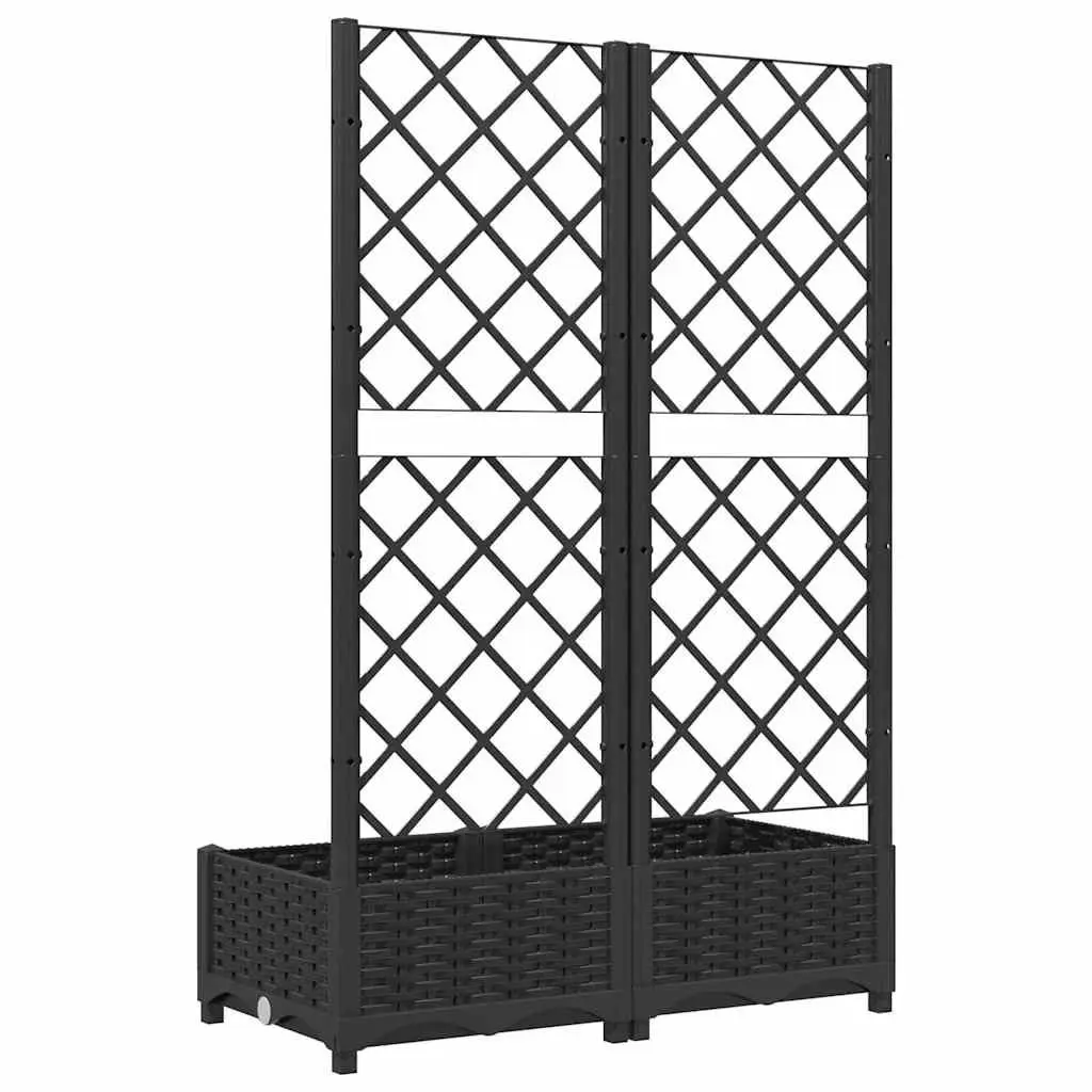 Garden Planter with Trellis Black Outdoor Climbing Plants Flowers Pots Support