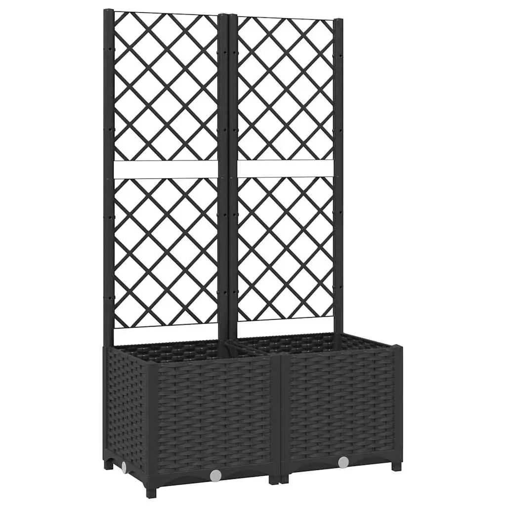 Garden Planter with Trellis for Outdoor Use Black 80x40x136cm
