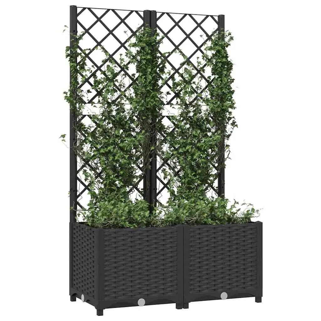 Garden Planter with Trellis for Outdoor Use Black 80x40x136cm