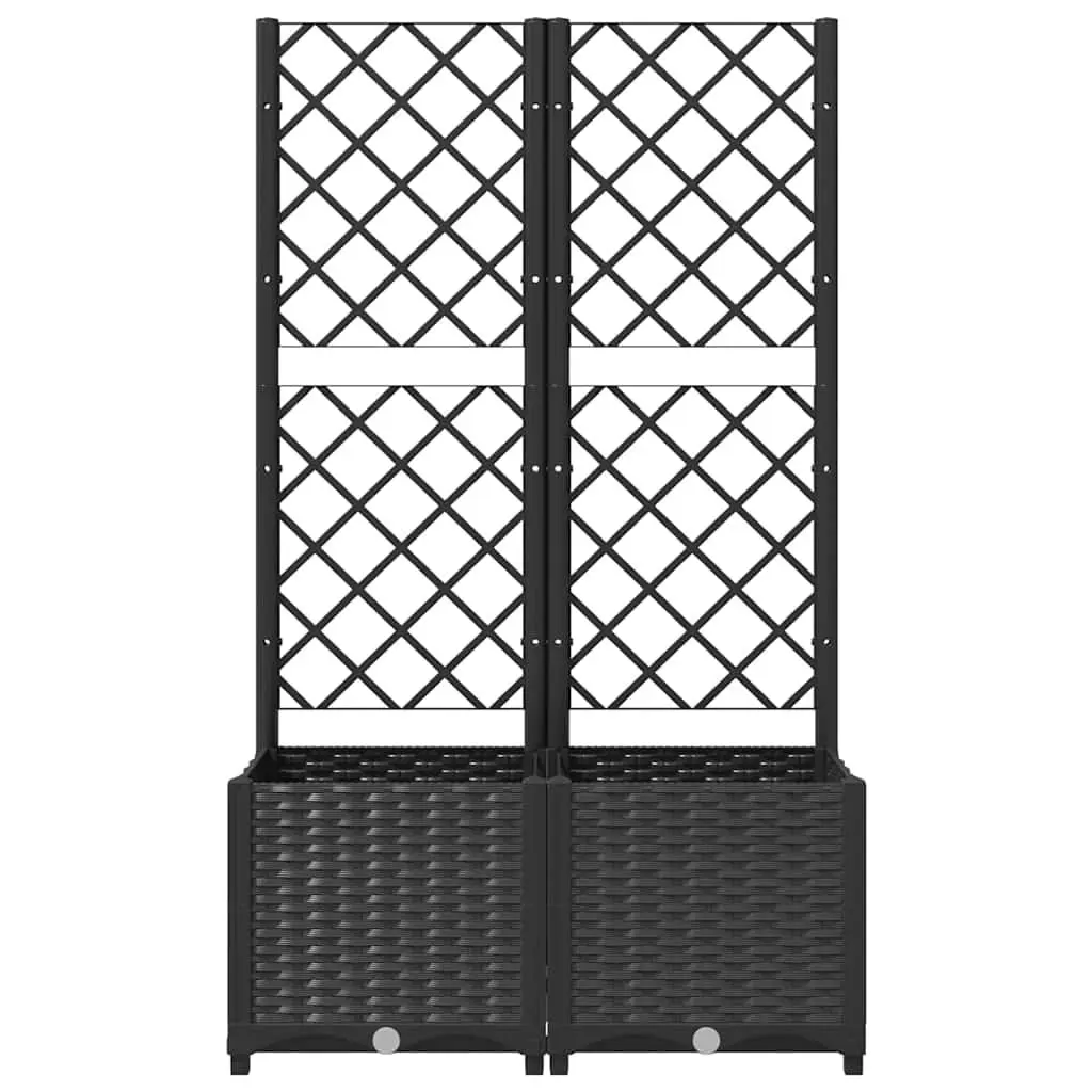 Garden Planter with Trellis for Outdoor Use Black 80x40x136cm