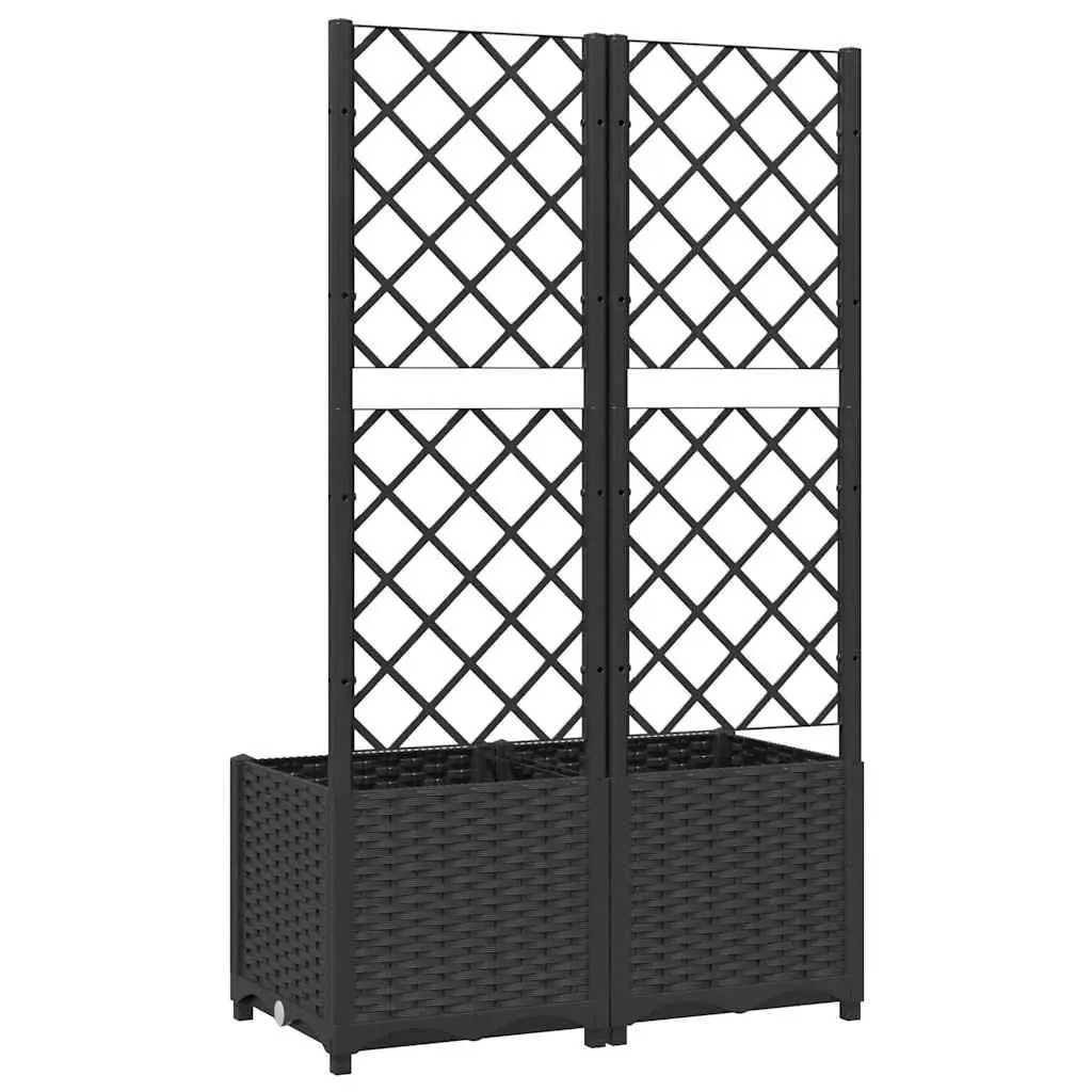 Garden Planter with Trellis for Outdoor Use Black 80x40x136cm