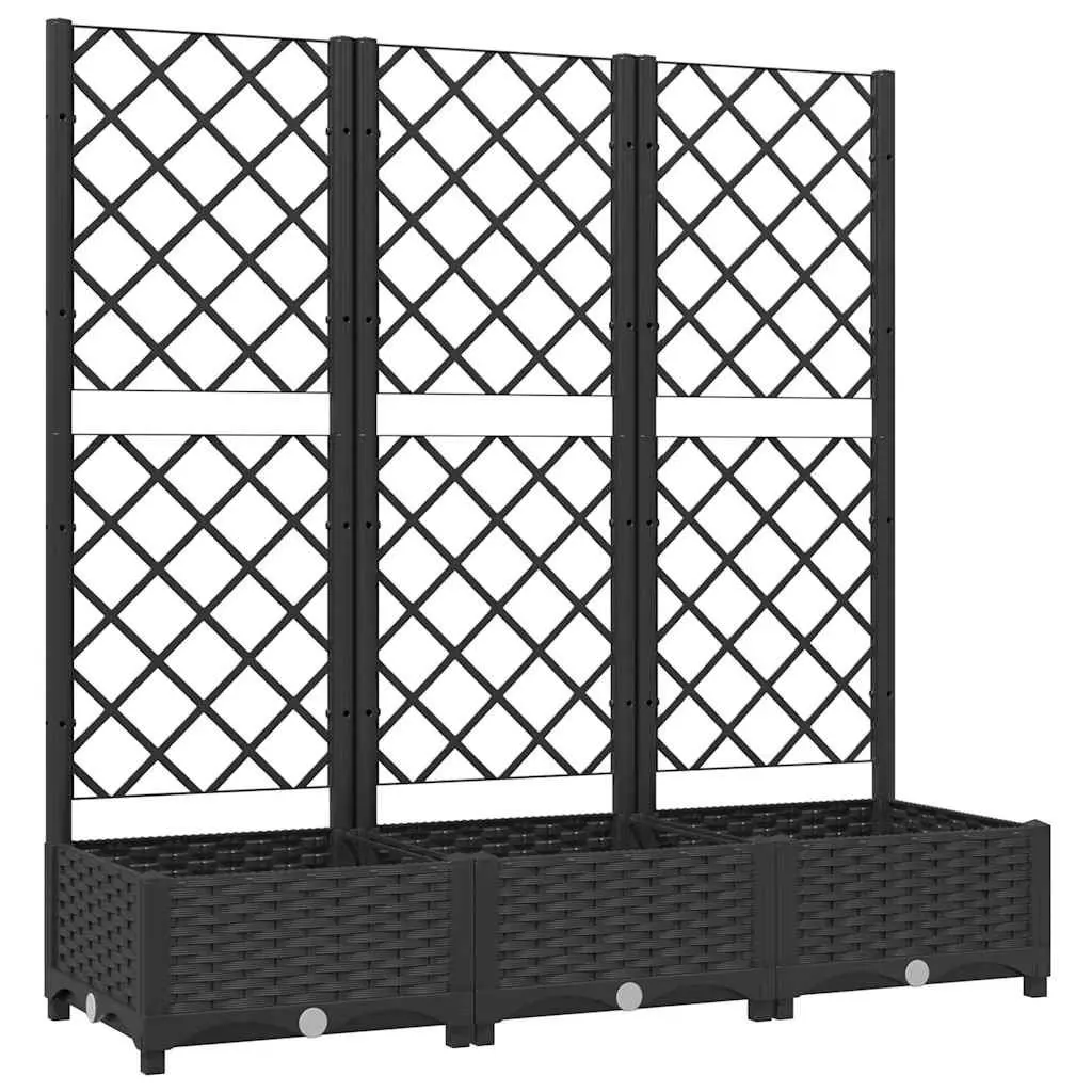Black Garden Planter with Integrated Trellis