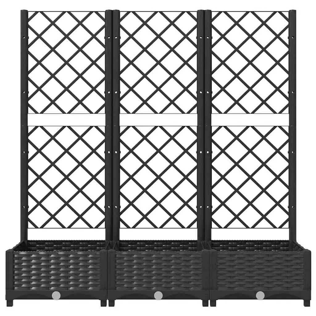 Black Garden Planter with Integrated Trellis