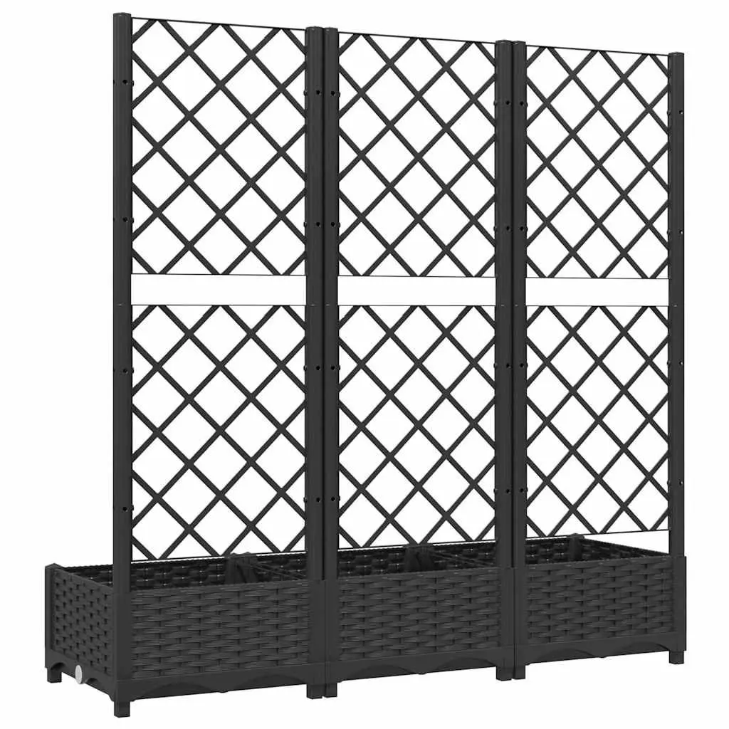 Black Garden Planter with Integrated Trellis