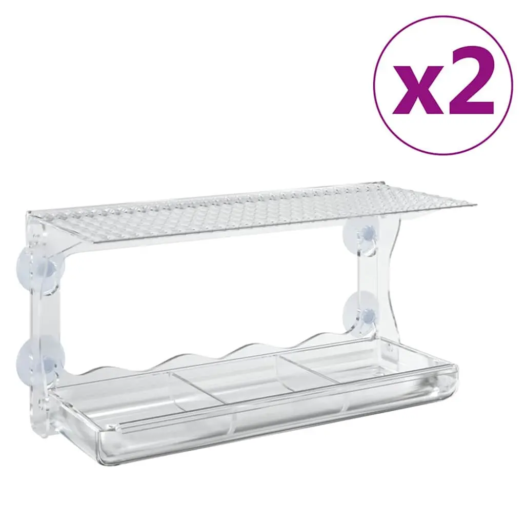Window Bird Feeders 2 pcs Transparent Acrylic Outdoor Garden Bird Feeding