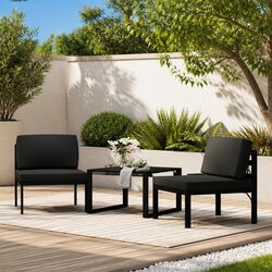 3-Piece Garden Sofa Set with Aluminium Frame
