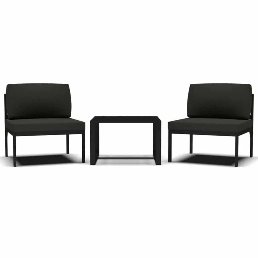 Garden Sofa Set 3 Piece Modular Outdoor Furniture Lounge Anthracite with Cushions