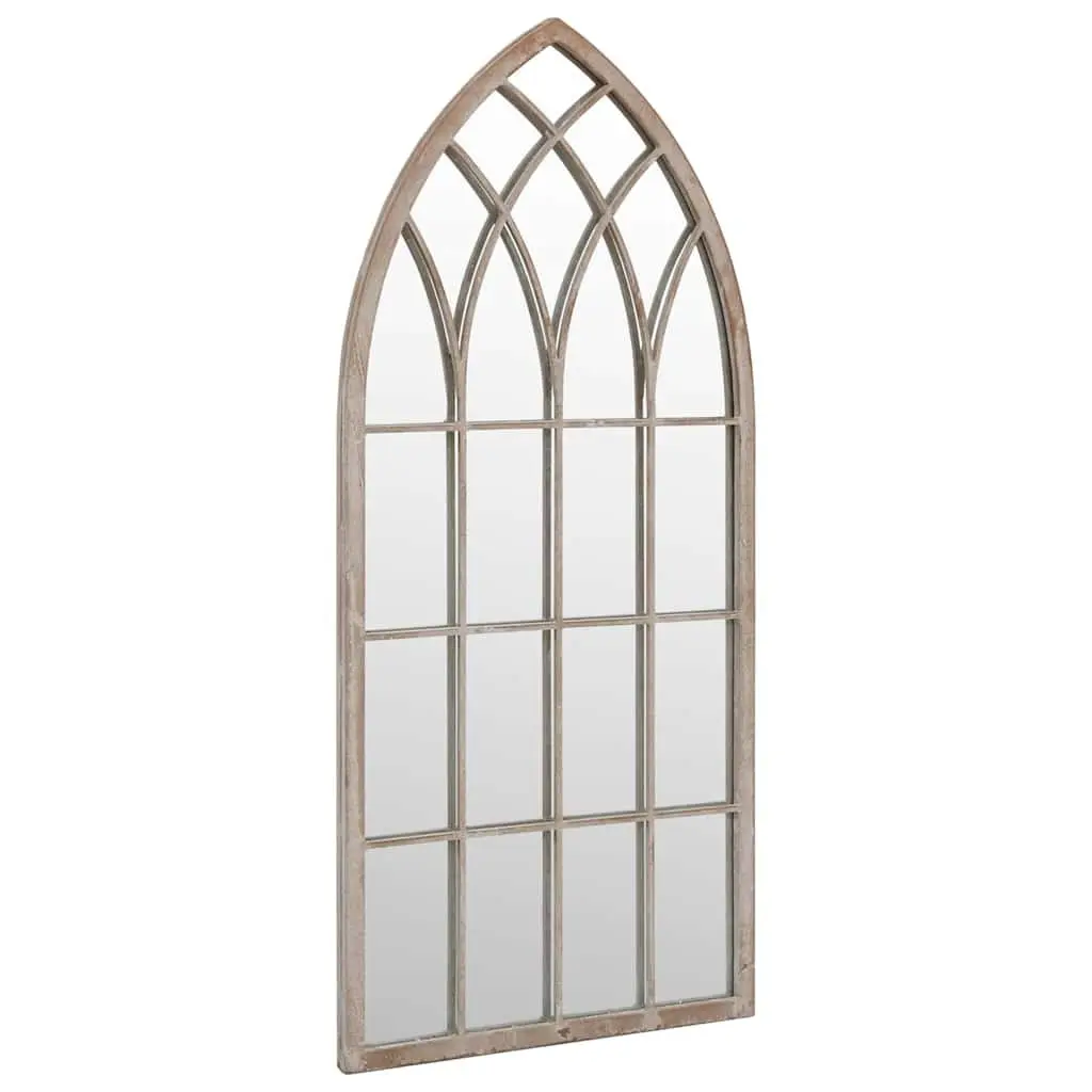 Garden Mirror Outdoor Decor Wall Mount Cream Iron Antique Effect 100x45cm