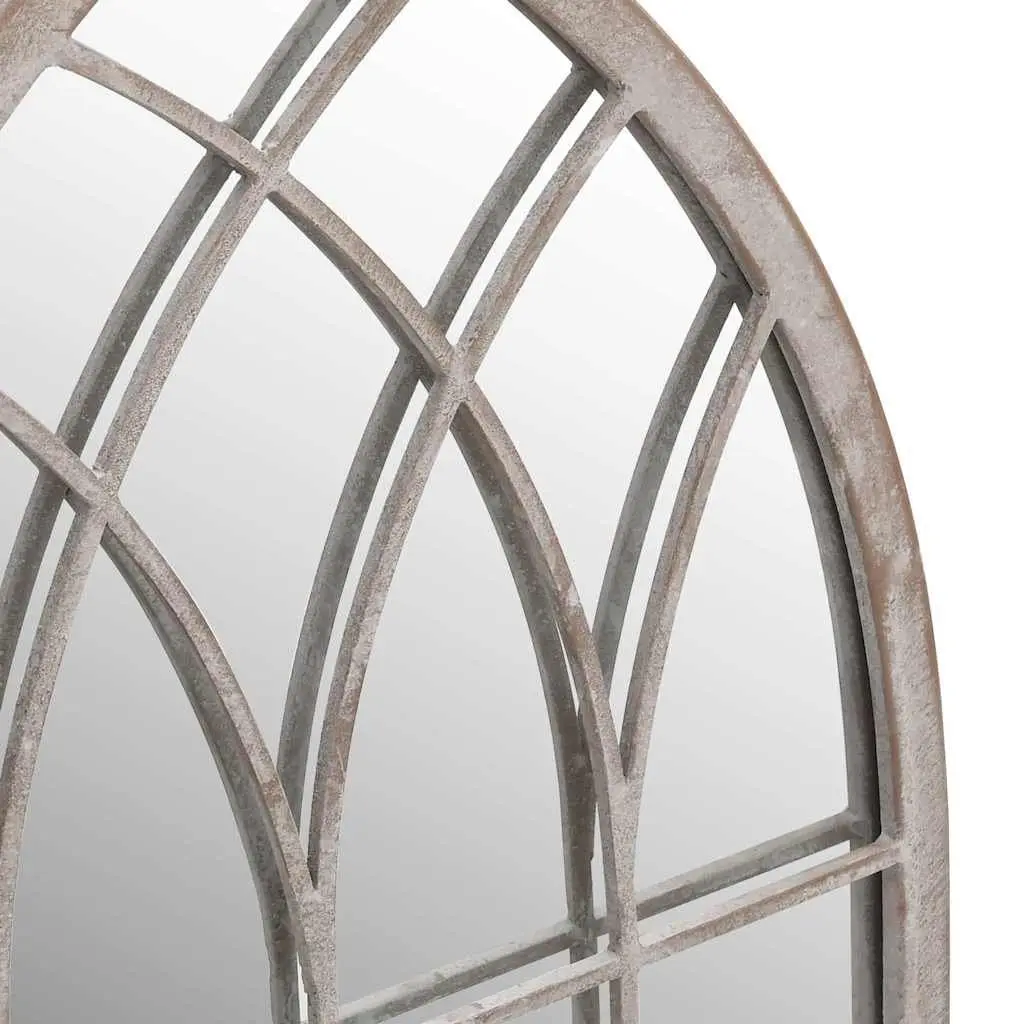 Garden Mirror Outdoor Decor Wall Mount Cream Iron Antique Effect 100x45cm