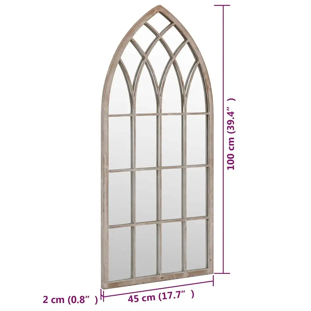 Garden Mirror Outdoor Decor Wall Mount Cream Iron Antique Effect 100x45cm