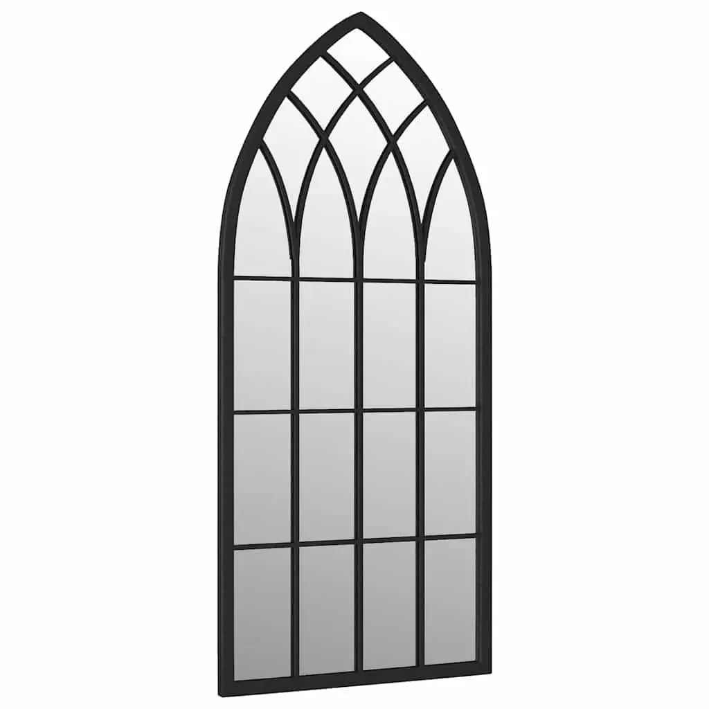 Garden Mirror Black 100x45 cm Iron Outdoor Wall Mount Decor Reflective Feature