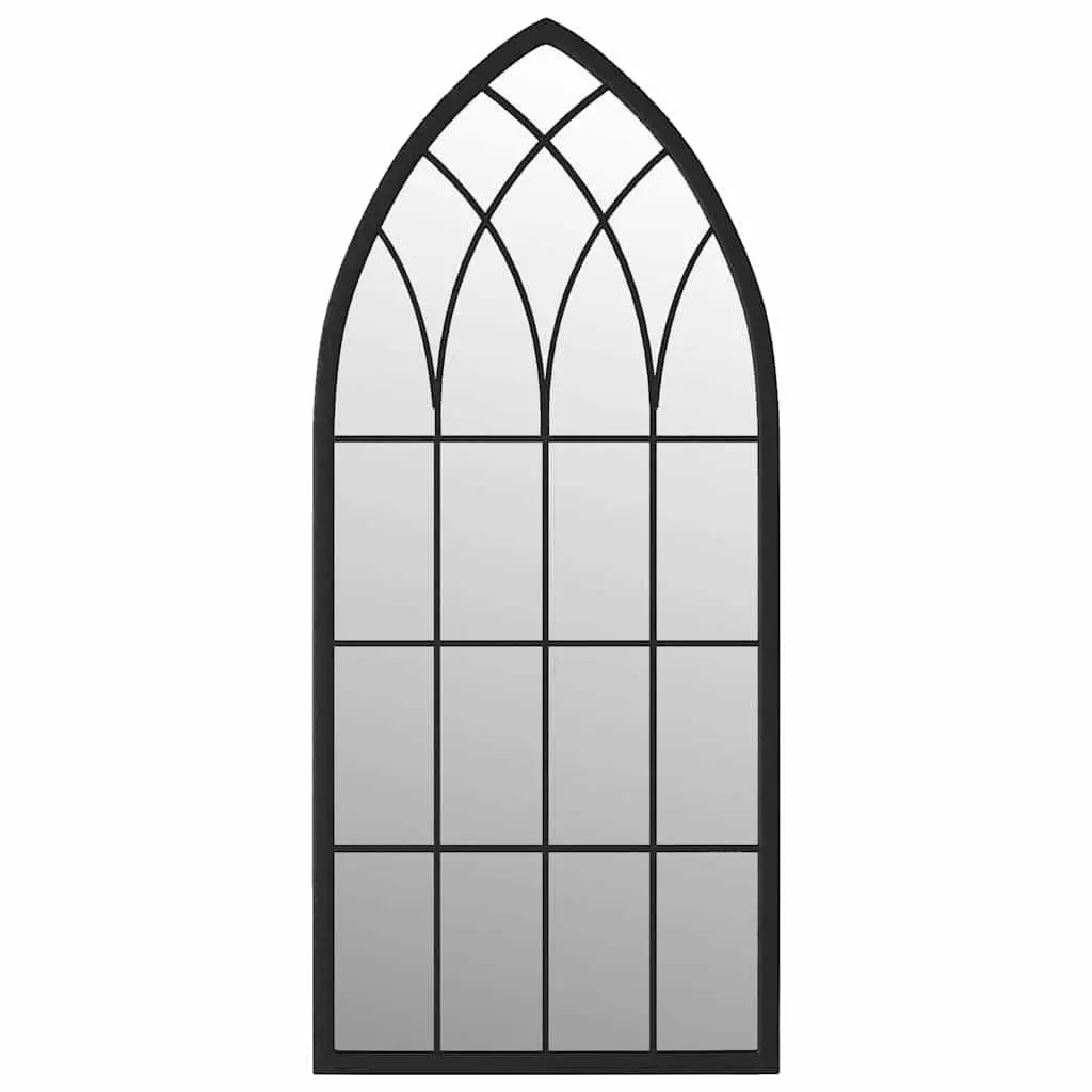 Garden Mirror Black 100x45 cm Iron Outdoor Wall Mount Decor Reflective Feature