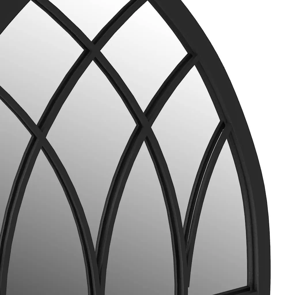 Garden Mirror Black 100x45 cm Iron Outdoor Wall Mount Decor Reflective Feature