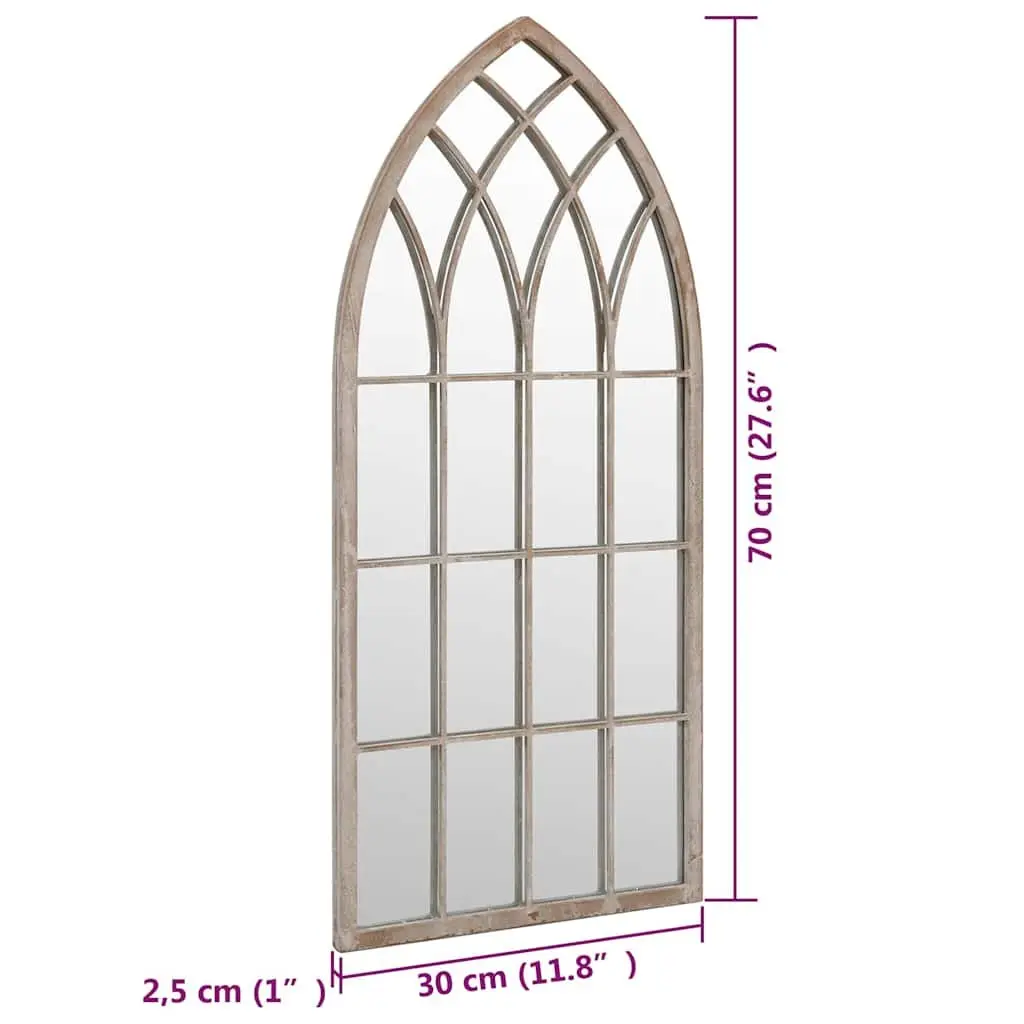 Cream Iron Garden Mirror with Rust Effect