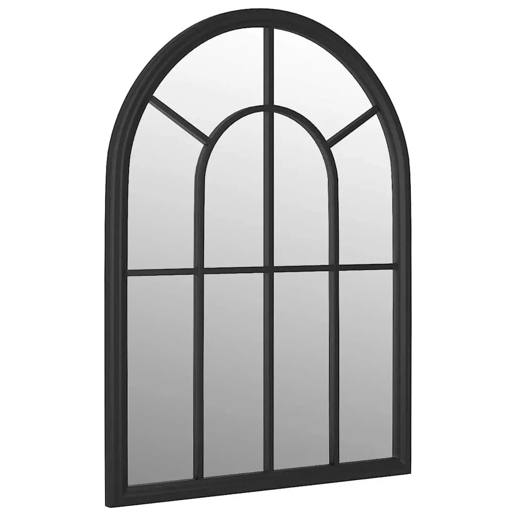 Garden Mirror Outdoor Wall Mounted 60x45 cm Iron Black