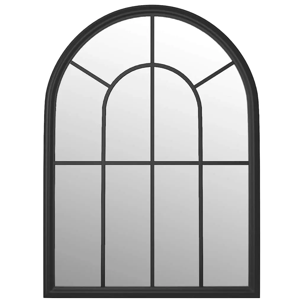 Garden Mirror Outdoor Wall Mounted 60x45 cm Iron Black