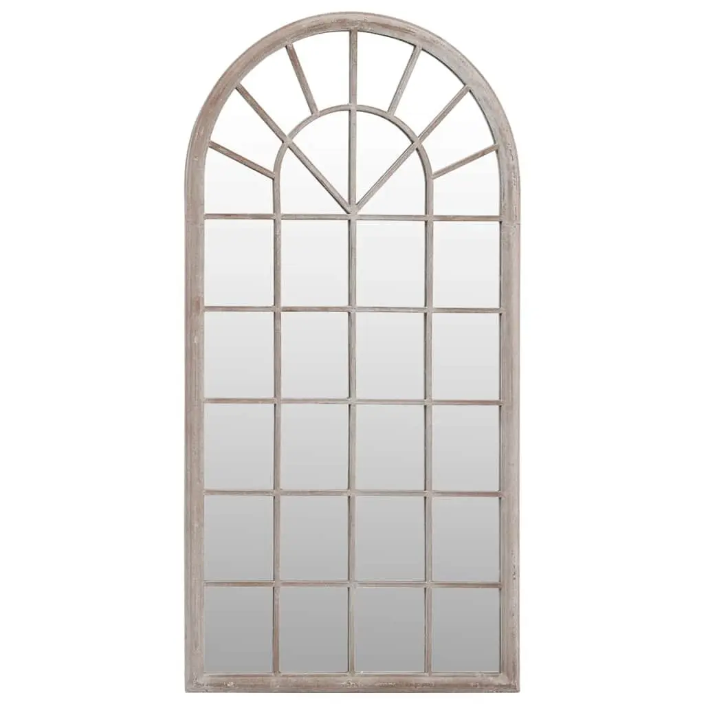Garden Mirror Outdoor Use 90x45cm Cream Iron Frame Antique Effect