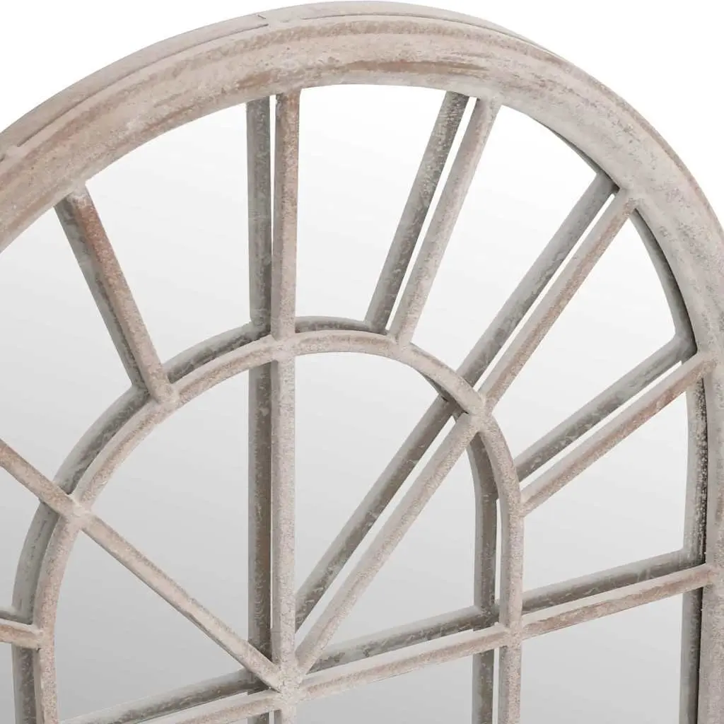 Garden Mirror Outdoor Use 90x45cm Cream Iron Frame Antique Effect