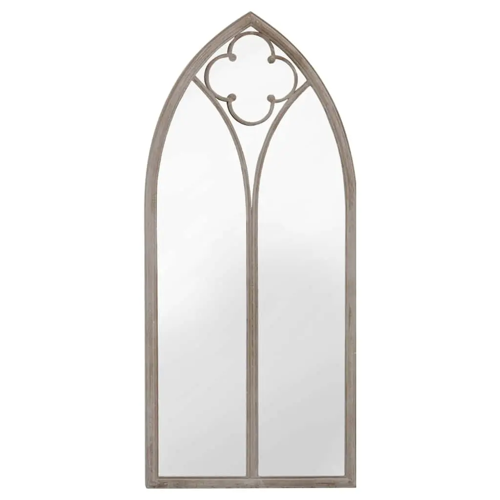 Garden Mirror Cream Outdoor Decor Wall Mount Rust Effect Iron 100x45cm