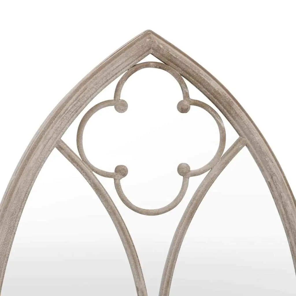 Garden Mirror Cream Outdoor Decor Wall Mount Rust Effect Iron 100x45cm