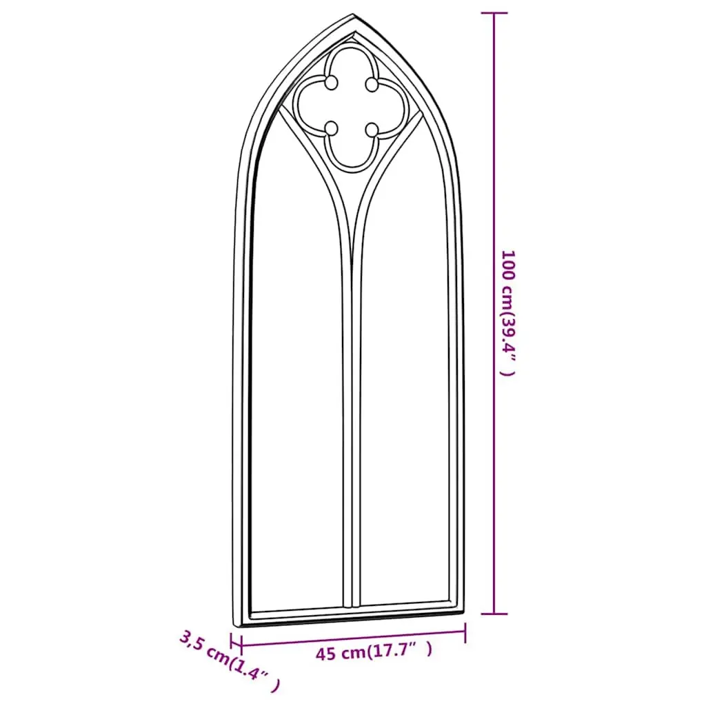 Garden Mirror Cream Outdoor Decor Wall Mount Rust Effect Iron 100x45cm