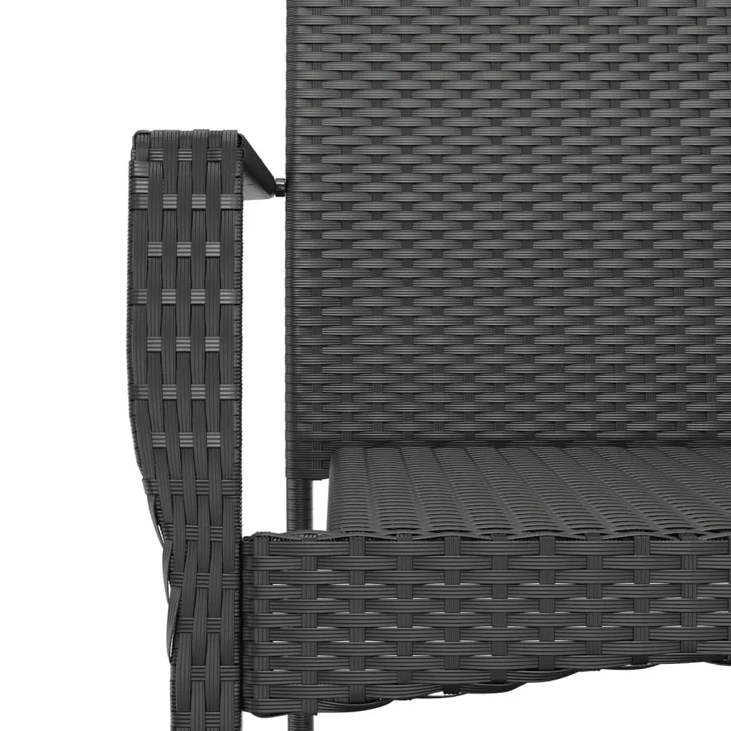 5 Piece Outdoor Garden Dining Set Black Poly Rattan Chairs Table