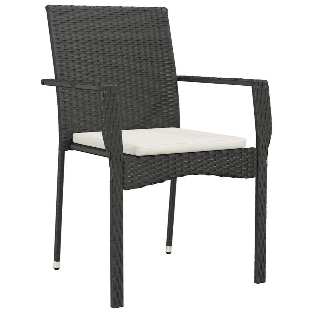 5 Piece Garden Dining Set with Black PE Rattan & Glass