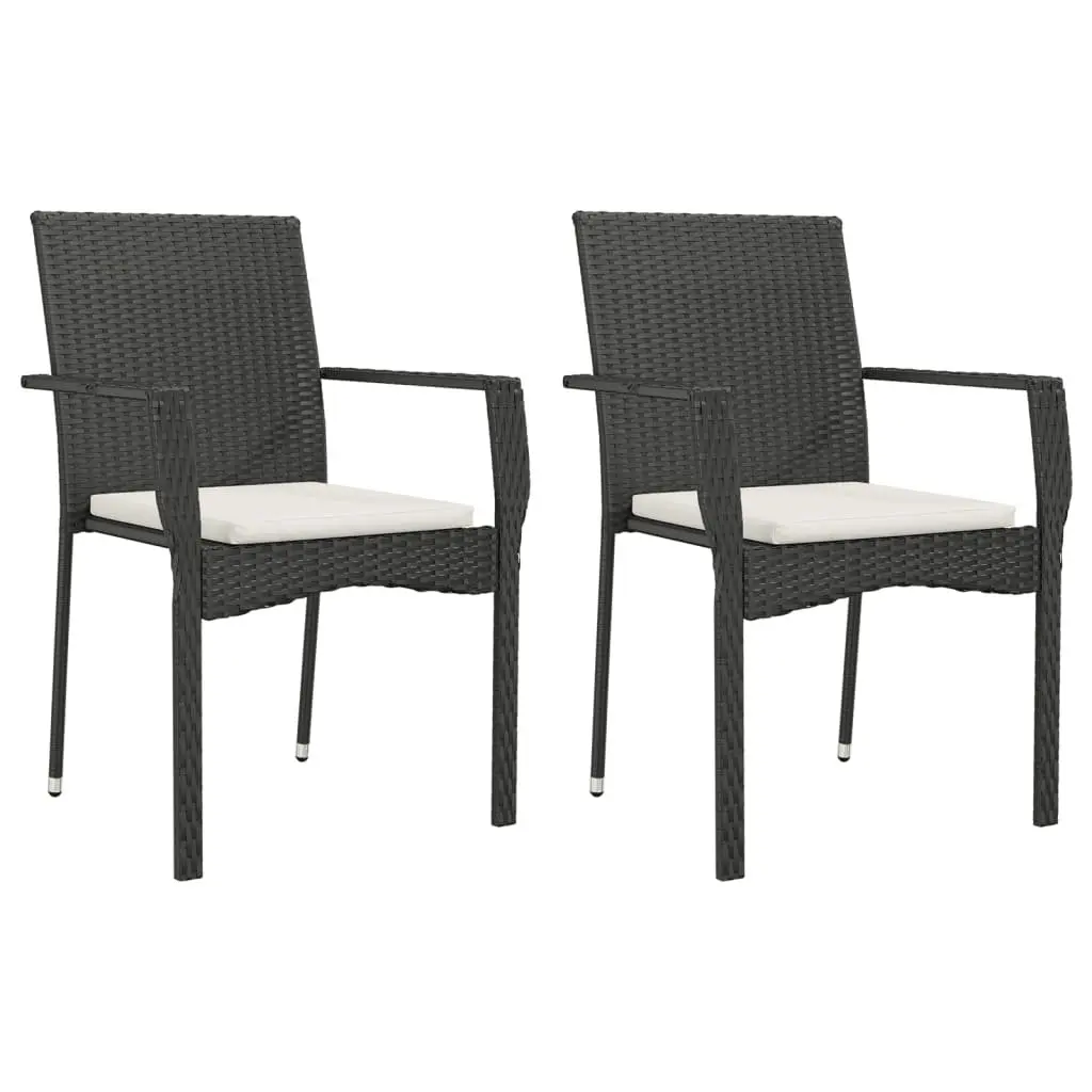Garden Dining Set 3 Piece Outdoor Patio Furniture Black Poly Rattan Chair Table