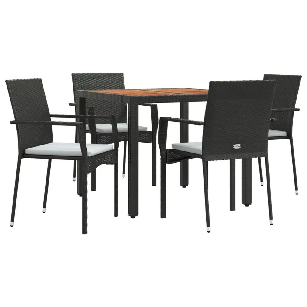 Garden Dining Set Outdoor Patio Furniture 5 Piece Black Rattan Cushions Table