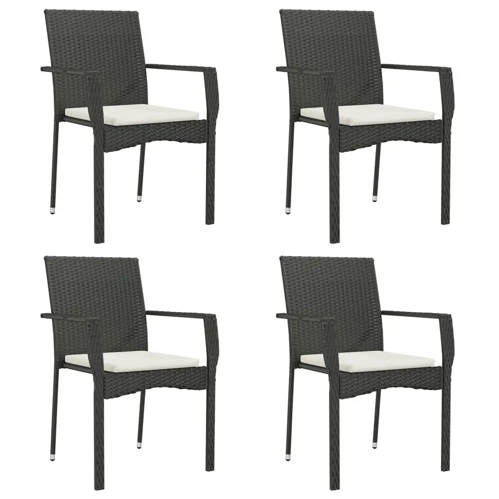 Garden Dining Set Outdoor Patio Furniture 5 Piece Black Rattan Cushions Table